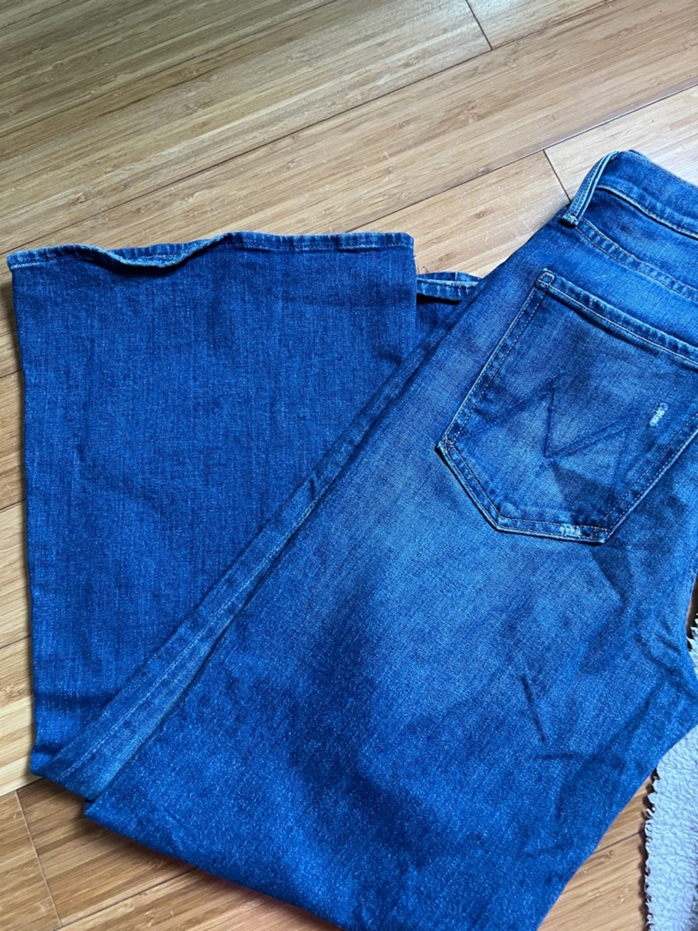 MOTHER Dark Blue Button-Fly Denim Jeans